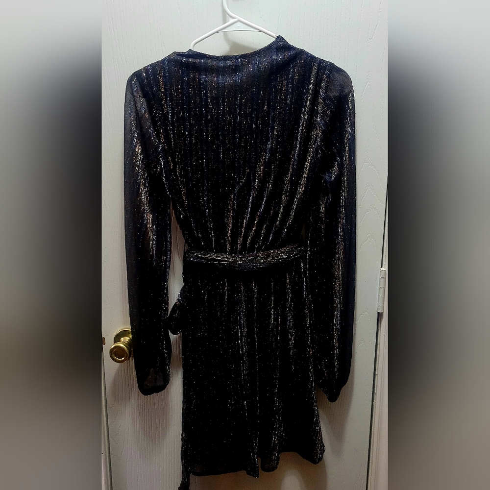 Lovestitch Metallic Long Sleeve mini Dress size small - Picture 3 of 7